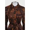 Brown printed long sleeve dress