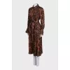 Brown printed long sleeve dress