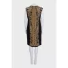 Black printed dress with short sleeves