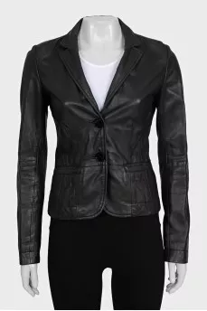 Black fitted sheepskin jacket