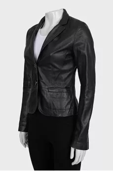 Black fitted sheepskin jacket