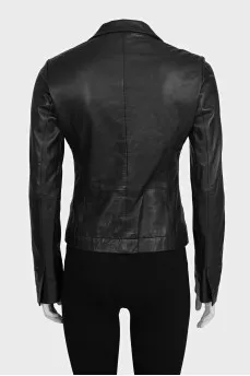 Black fitted sheepskin jacket