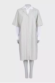 Striped button-down shirt dress