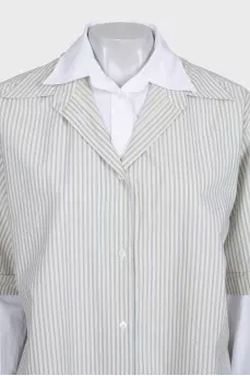 Striped button-down shirt dress