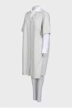 Striped button-down shirt dress