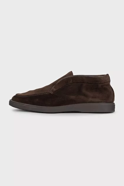 Men's high loafers made of brown suede