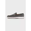 Men's grey suede loafers