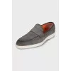 Men's grey suede loafers