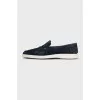 Men's dark blue suede loafers