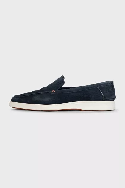 Men's dark blue suede loafers