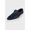 Men's dark blue suede loafers