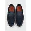 Men's dark blue suede loafers