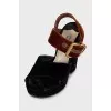 Black velvet heeled sandals