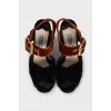 Black velvet heeled sandals