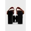 Black velvet heeled sandals