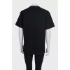Black straight-cut T-shirt with embroidery