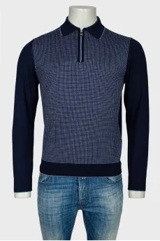 Men's patterned zipper polo