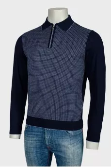 Men's patterned zipper polo