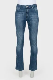 Men's scuffs dark blue jeans