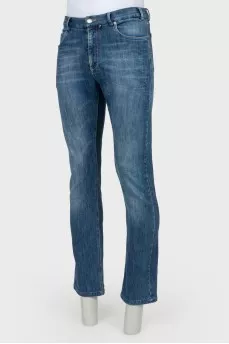 Men's scuffs dark blue jeans
