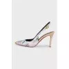 Leather printed slingbacks with heels