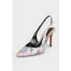 Leather printed slingbacks with heels