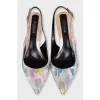 Leather printed slingbacks with heels