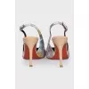 Leather printed slingbacks with heels