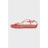 Leather flat sandals with tag