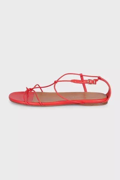 Leather flat sandals with tag