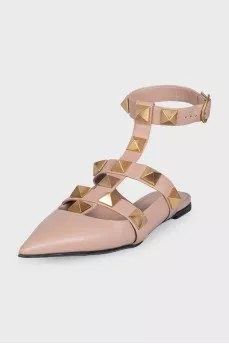 Бежевые сандалии Roman Stud с декором