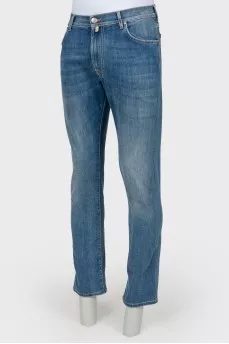 Men's straight blue jeans