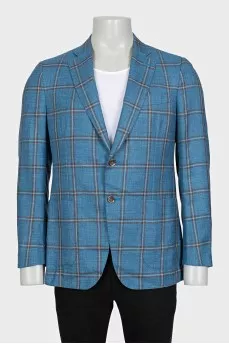 Men's blue checkered jacket