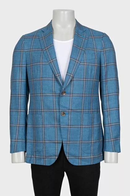 Men's blue checkered jacket