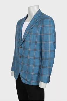 Men's blue checkered jacket