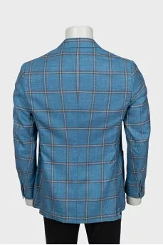 Men's blue checkered jacket