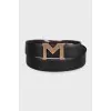 Leather belt with letter-shaped buckle