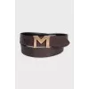 Leather belt with letter-shaped buckle