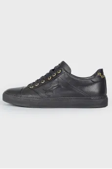 Men's leather embroidered branding sneakers
