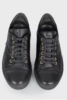 Men's leather embroidered branding sneakers