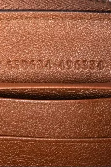 Гаманець зі шкіри коричневого кольору з лого