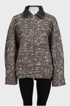 Коричнева куртка oversize із вовни