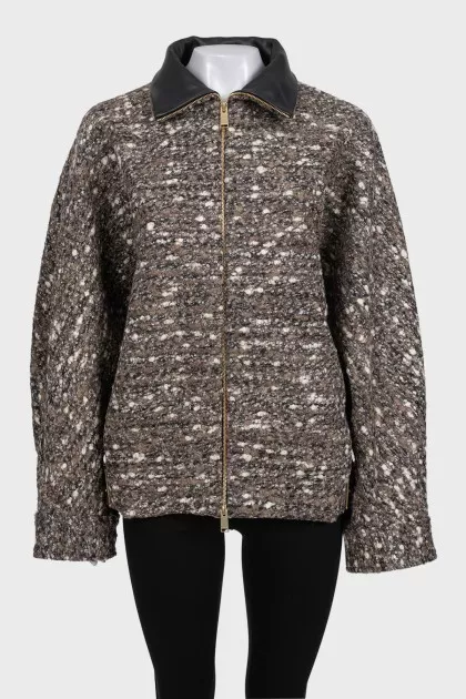 Коричнева куртка oversize із вовни