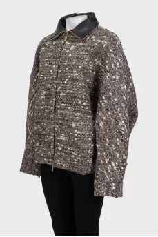 Коричнева куртка oversize із вовни