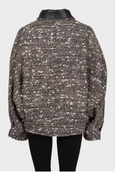 Коричнева куртка oversize із вовни