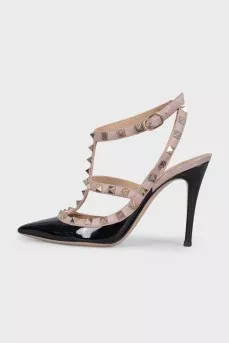 Слингбэки Rockstud из лаковой кожи