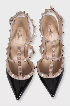 Слингбэки Rockstud из лаковой кожи
