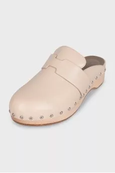 Бежевые мюли из кожи Calya