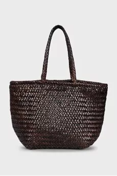 Brown woven leather bag