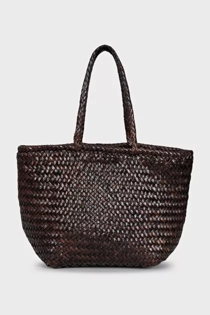 Brown woven leather bag